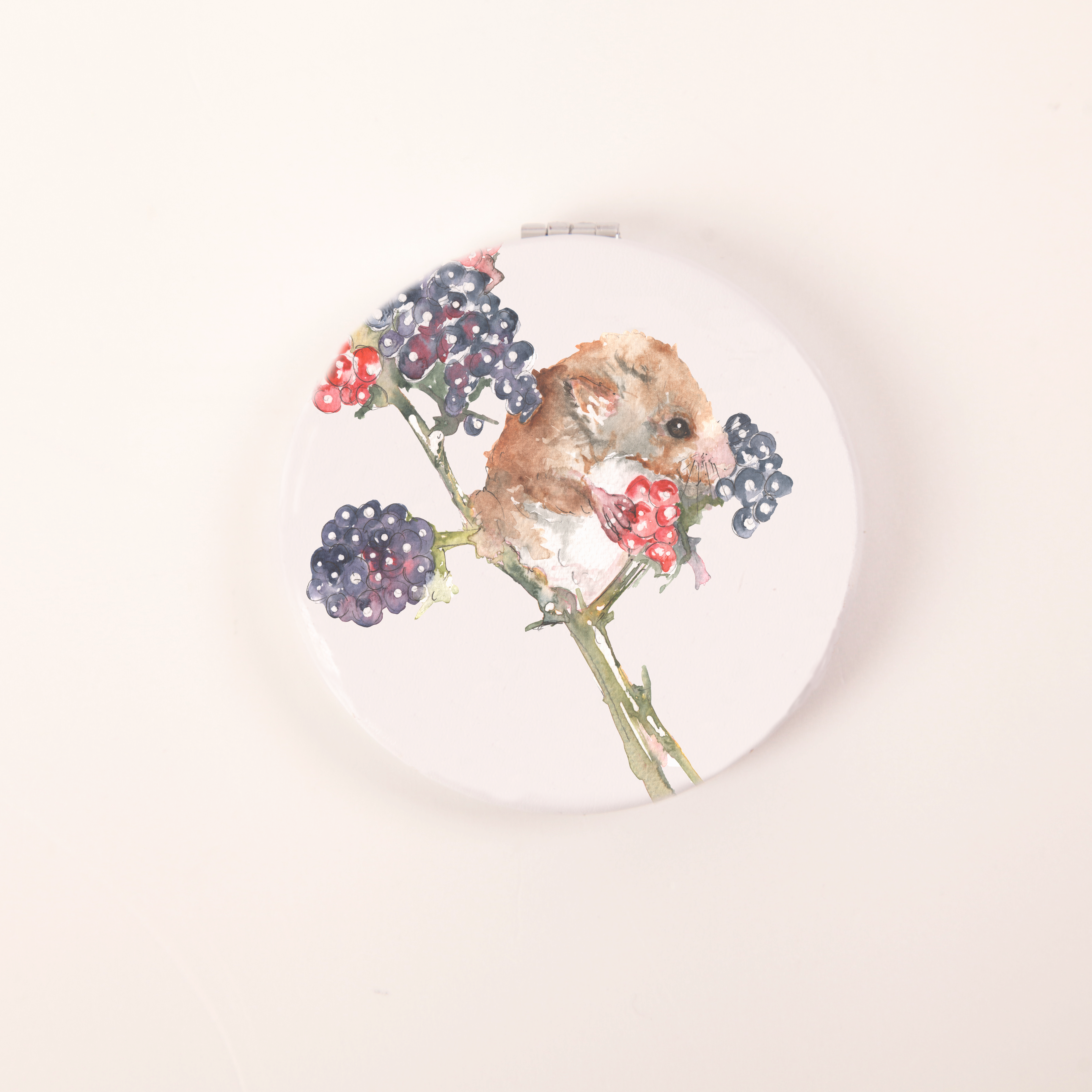 Meg Hawkins Art - Wholesale Compact Mirror - Field Mouse Design Watercolour Compact Mirror1