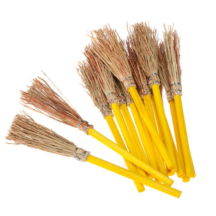Decorative Mini Broom 5.90" (15 cm) Yellow for wholesale by MENDI