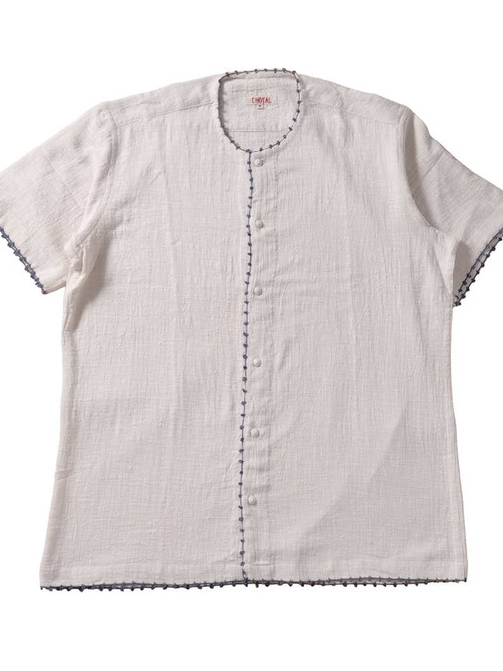 CAMICIA CON BORDO INTRECCIATO - 100% COTONE per la vendita all'ingrosso da parte di Choyal - Fair Trade Unisex Clothing