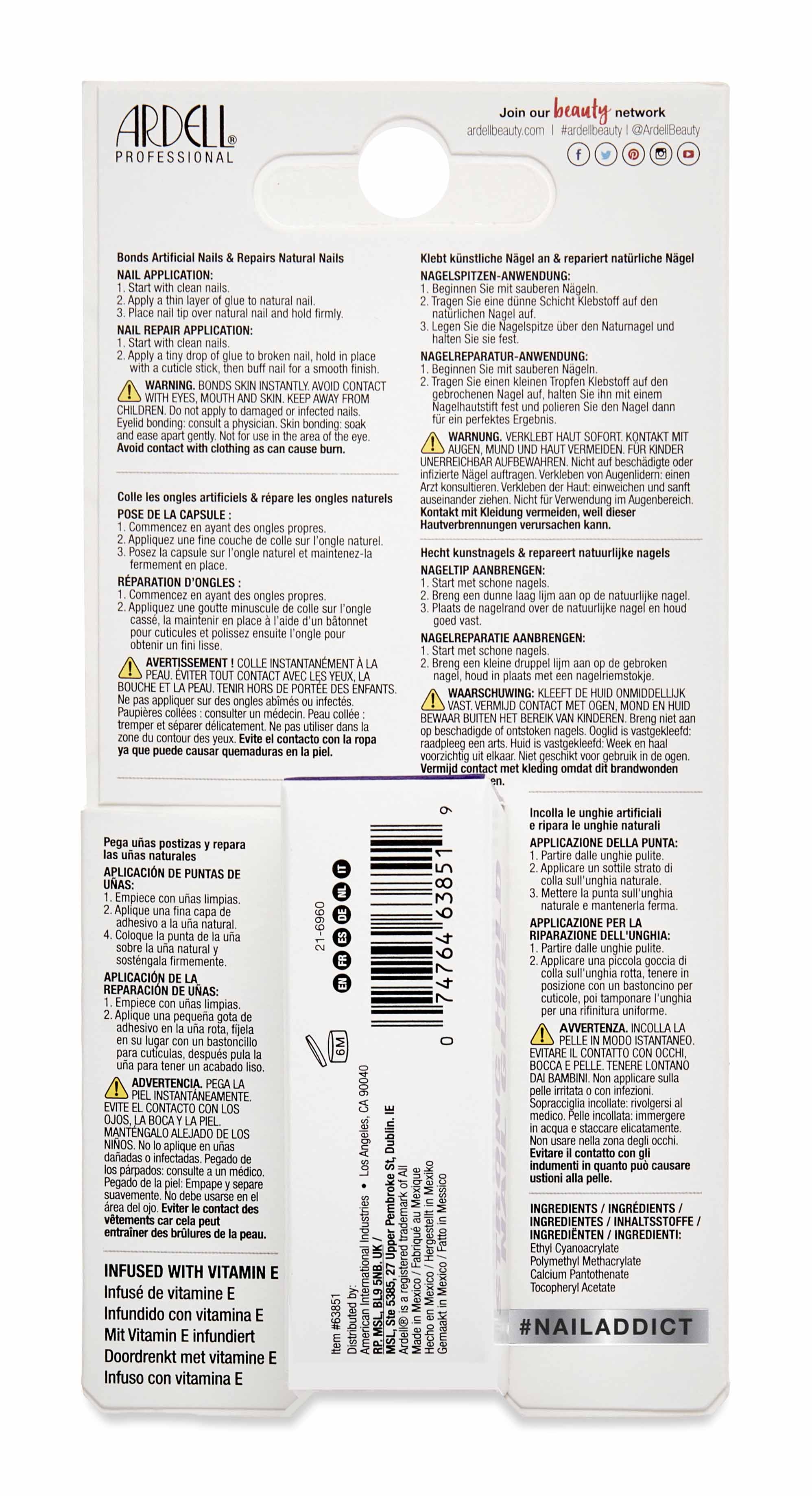 Beauty Goddess – Endurecedor/fortalecedor de unhas por atacado – Cola Ardell Nail Addict Strong Hold, 4g4