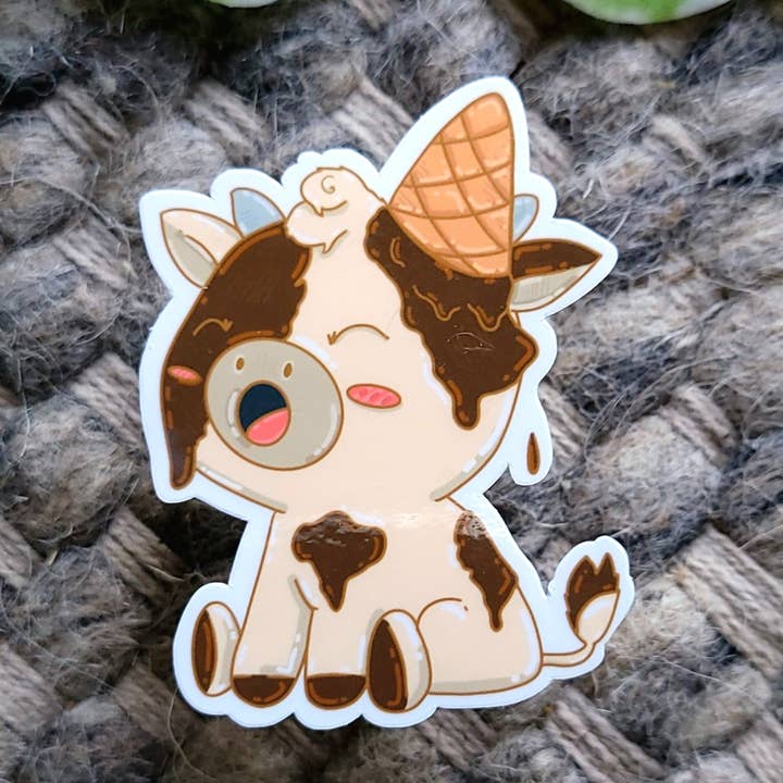 Chocolade Ice Cream Koe Vinyl Sticker voor wholesale door Cozy Bee Creates