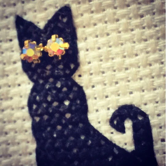 Subversive Cross Stitch - Wholesale Embroidery/Cross Stitch Supplies - EVERY DAY IS HALLOWEEN: SPARKLY-EYED CAT w/ rhinestone eyes1