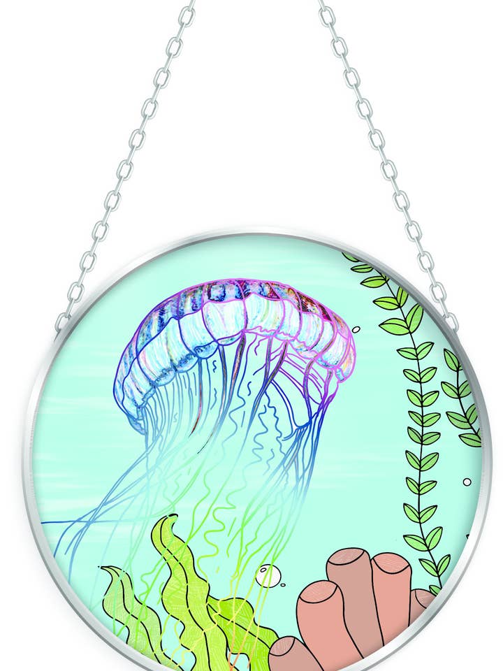 Medusa em Tons de Azul - Apanhador de Sol de Vidro Médio de 4,5" por atacado de Bridgeton Hall