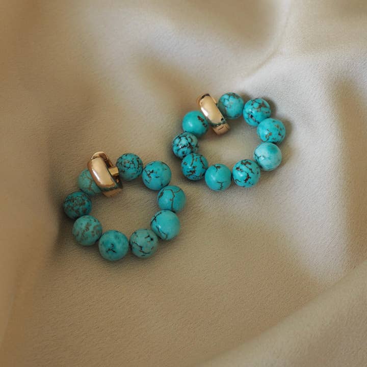 Masha soon - Wholesale Hoop Earrings - Armante Turquoise Earrings4