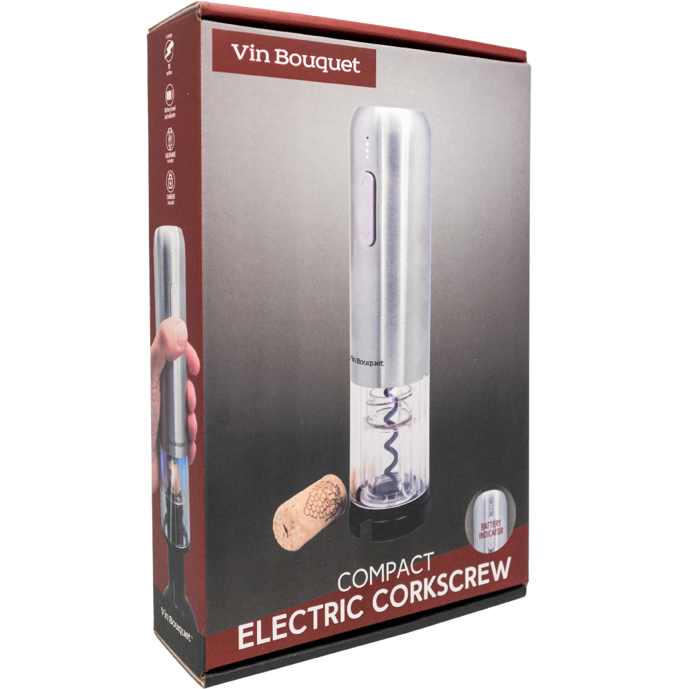 Vin Bouquet (Find It Import & Export Sl) - Vente Sets d'ustensiles pour vin - Tire-bouchon électrique compact avec indicateur de batterie et décapsuleur intégré4