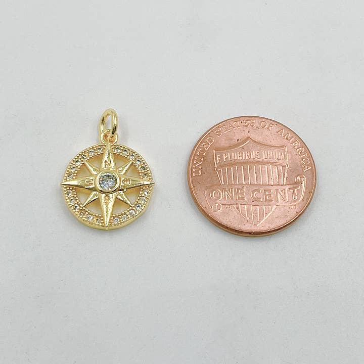 Beads Creation - Wholesale Pendant/charm necklace - Starburst CZ Charm, North Star Charm, Star Charm, CP14051