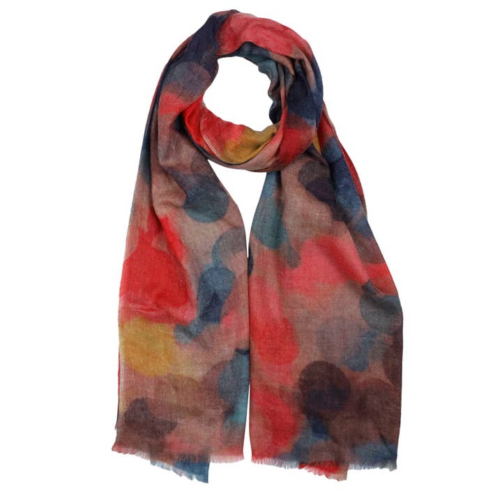 Abstract Fine Merino Silk Designer Scarf for wholesale by Namaskar Australia