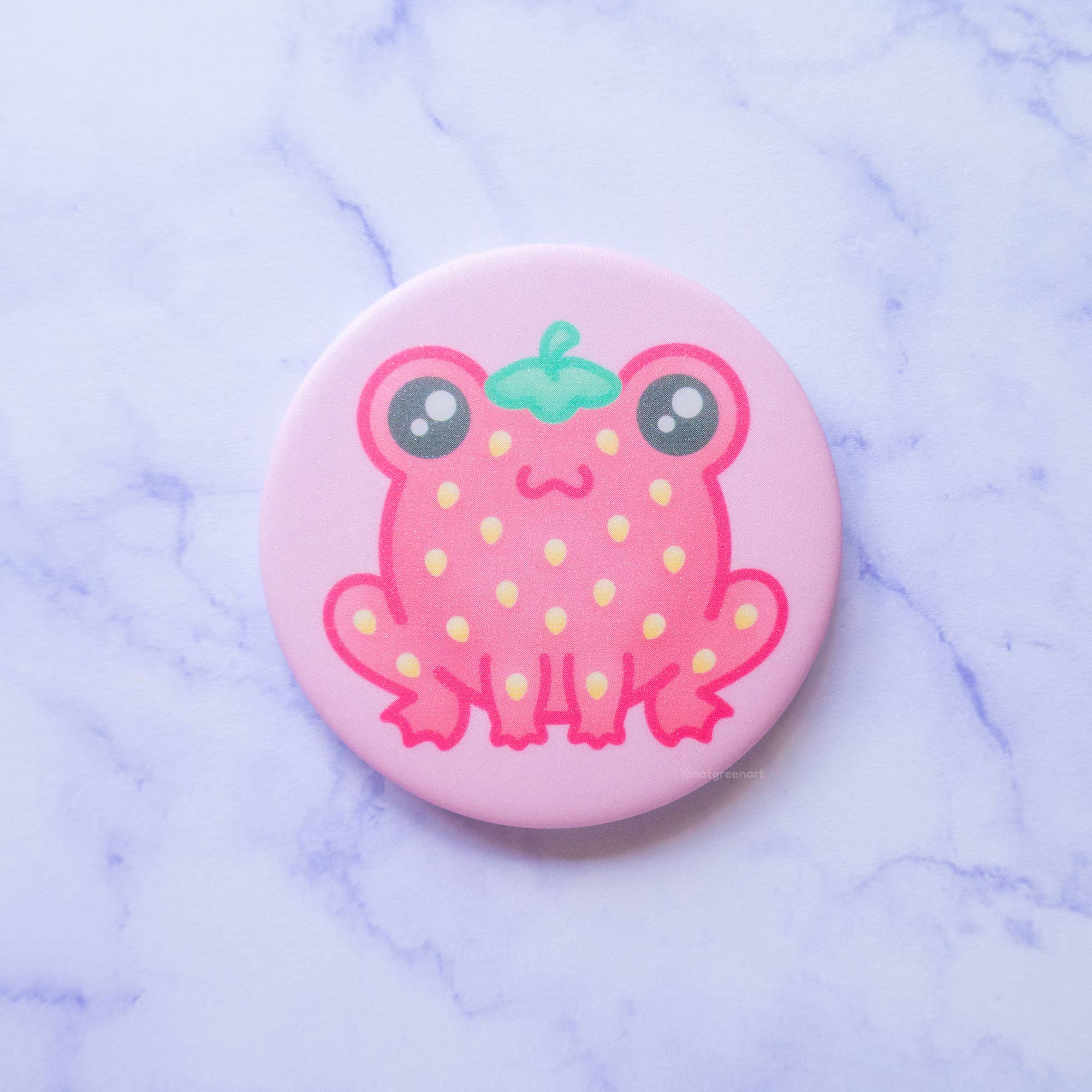 NatGreenArt - Wholesale Compact Mirror - Strawberry Frog Sparkly Pocket Mirror1
