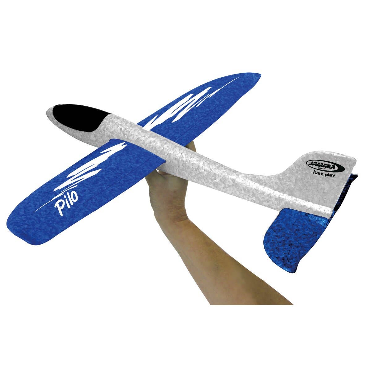 mhw24 - Venta al por mayor Avión de juguete - Niños - Planeador de espuma Pilo EPP, ala azul, fuselaje blanco3