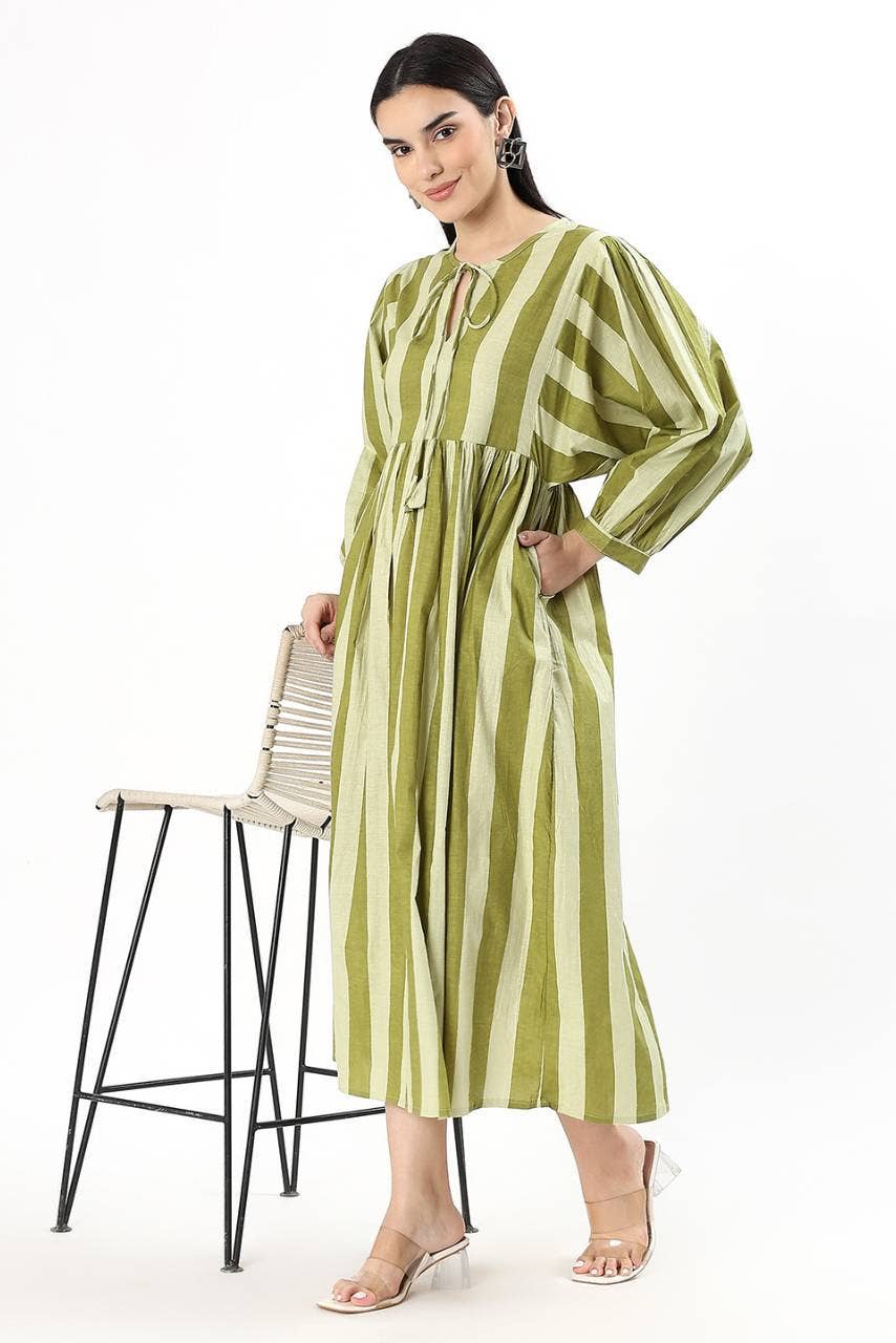 Hi Handmade - Wholesale Dress - Women's - Dia Midi Dress - Olive Ribbon4