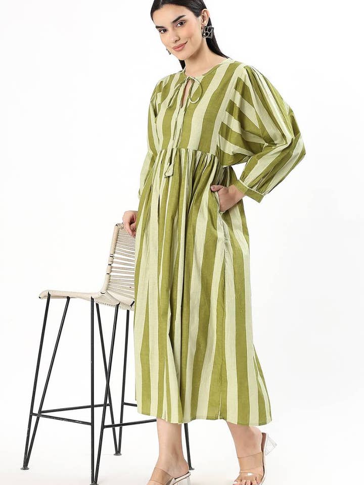 Hi Handmade - Wholesale Dress - Women's - Dia Midi Dress - Olive Ribbon4