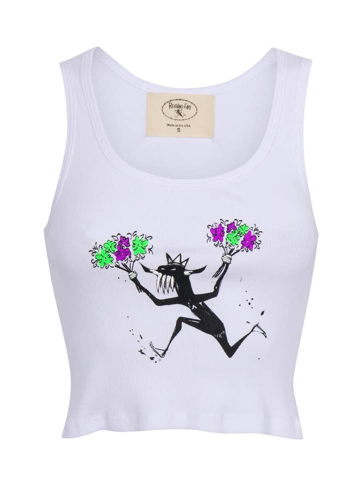 DÉBARDEUR FURY ART SHAKING FLOWERS BLANC pour la vente par Reigning Fury