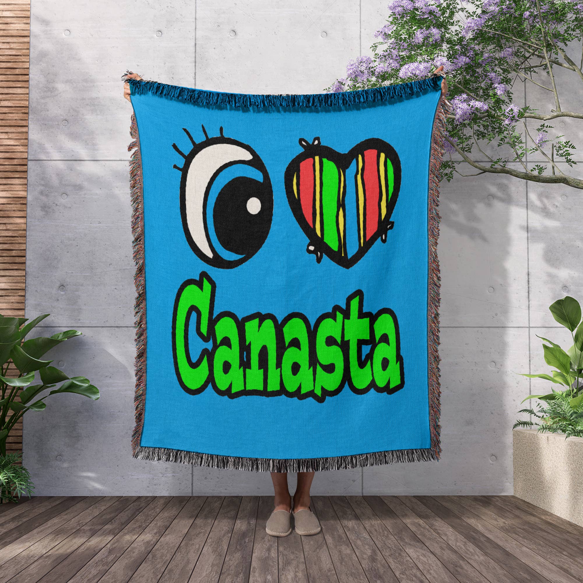 3dRose - Wholesale Throw Blanket - 3dRose, Bright Eye Heart I Love Canasta, Blanket2