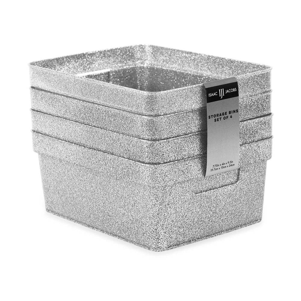 Isaac Jacobs International - Wholesale Storage Bin - Isaac Jacobs Small Glitter Storage Bin Set w/Cut-Out Handles12