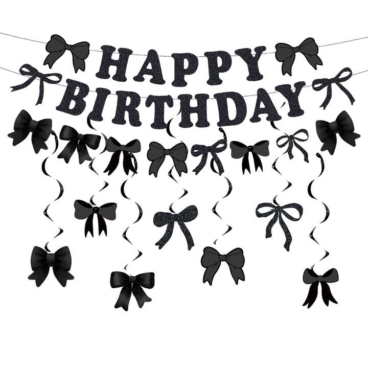 Cool girl Black Bow Birthday Party Decoration party Supplies for wholesale by Little Trendy