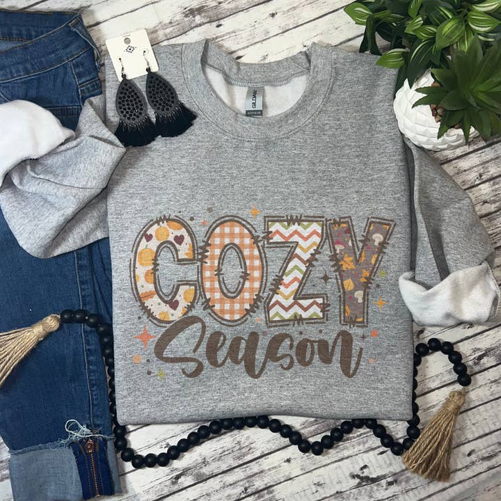Cozy Season Fall Sweatshirt for wholesale by Duck Creations Wholesale