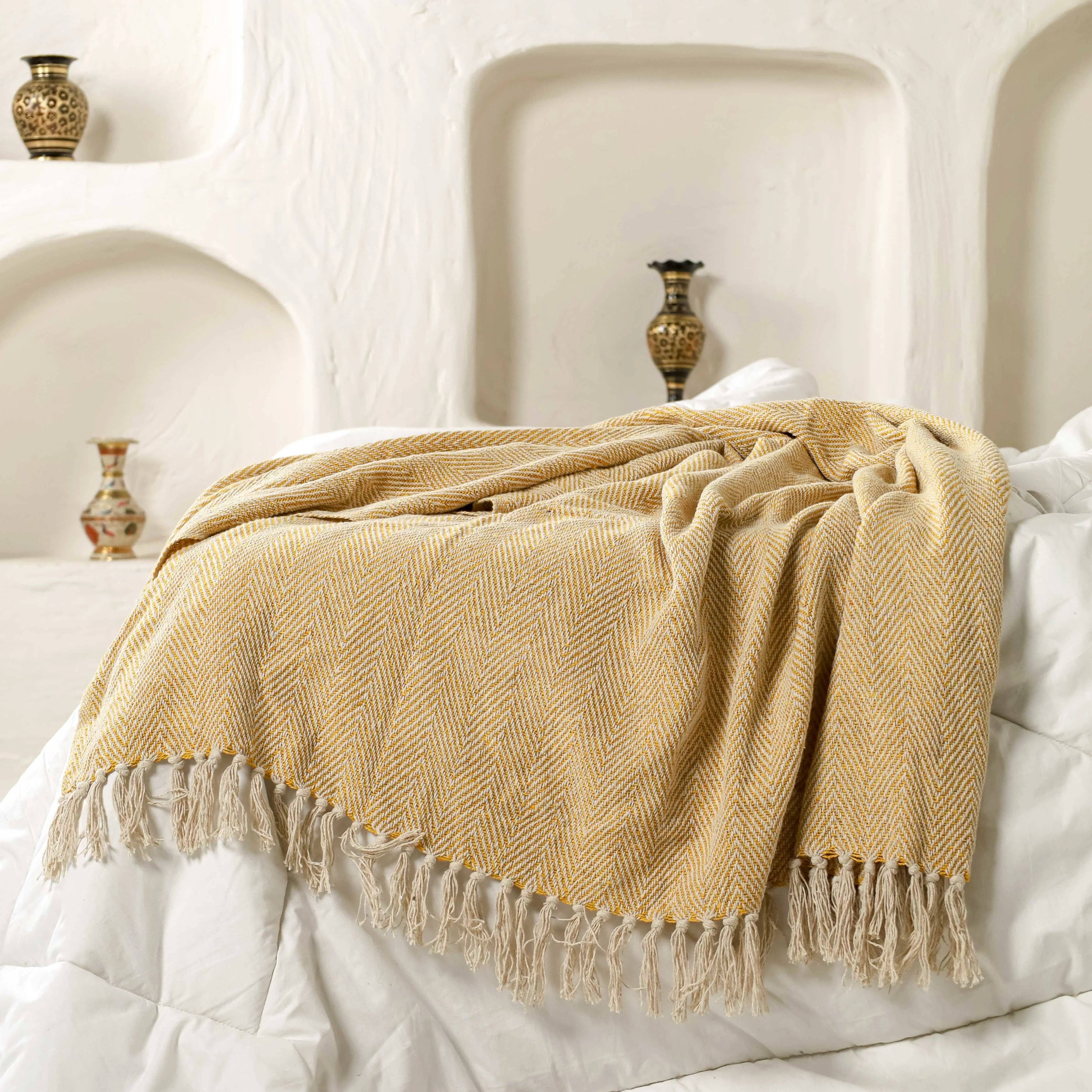 Urbane Hide - Wholesale Throw Blanket - Urbane Hide Mustard Yellow Plaid – Sofa Throw Cozy 125×150 4