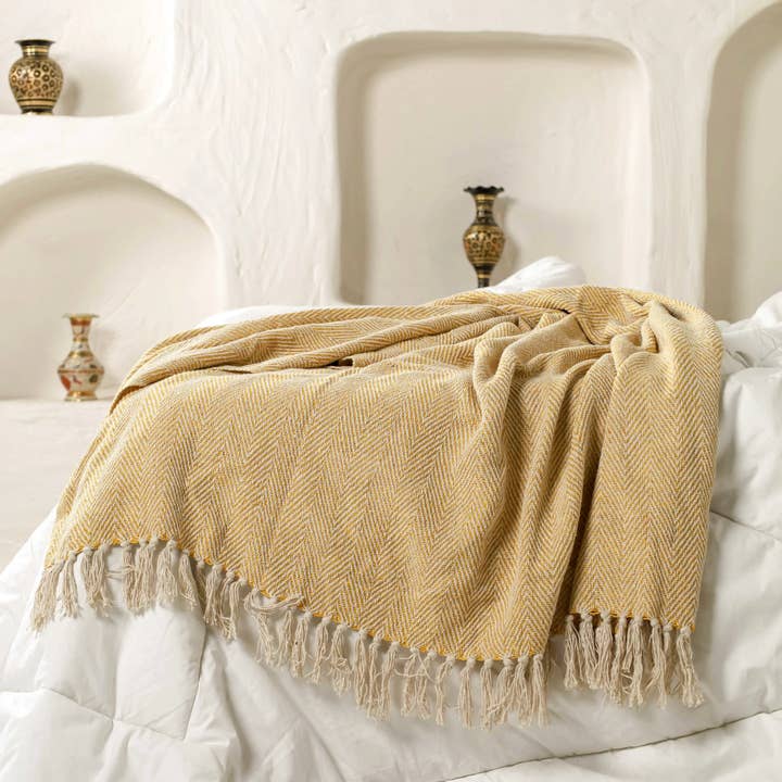 Urbane Hide - Wholesale Throw Blanket - Urbane Hide Mustard Yellow Plaid – Sofa Throw Cozy 125×150 4