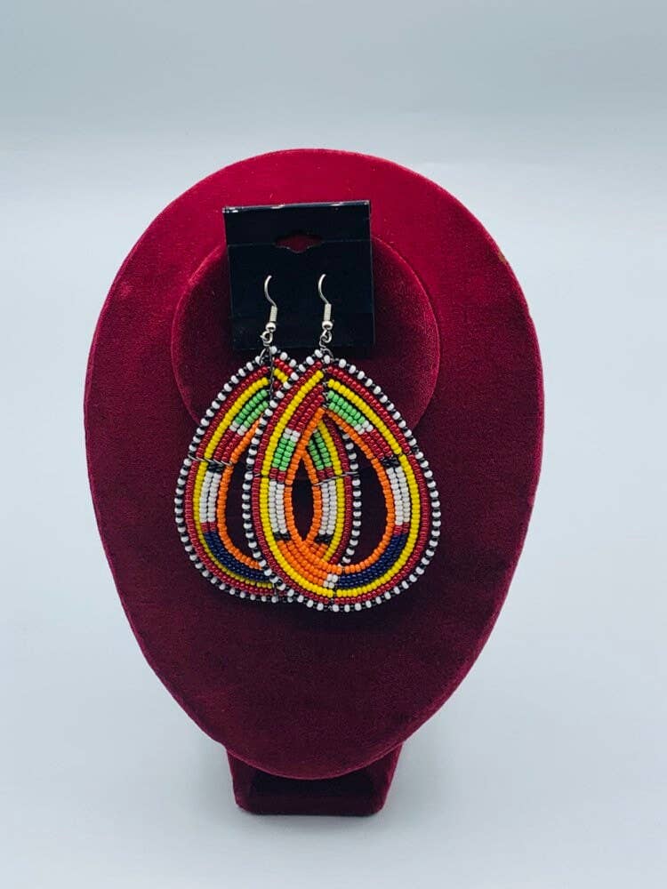 KENYAN SAFARI DESIGNS - Wholesale Dangle Earrings - Masai Beaded Earrings - Big Round Size1