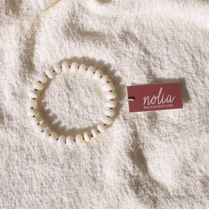 White Opal Stretch Bracelet for wholesale by NOLIA Jewelry