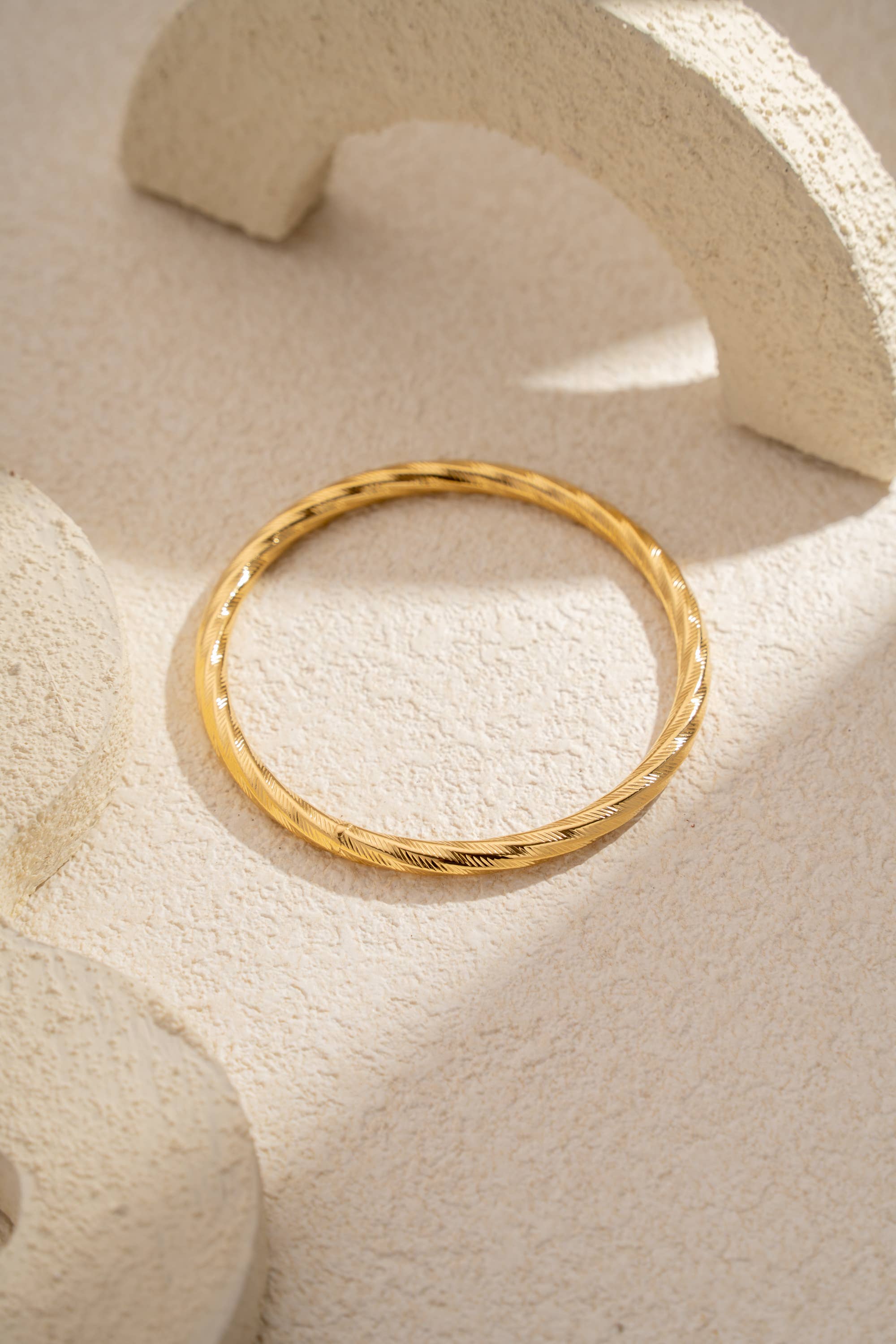 COSMOS - Wholesale Bangle Bracelet - Twisted Shiny Gold Bangle Stainless Steel Bracelet3