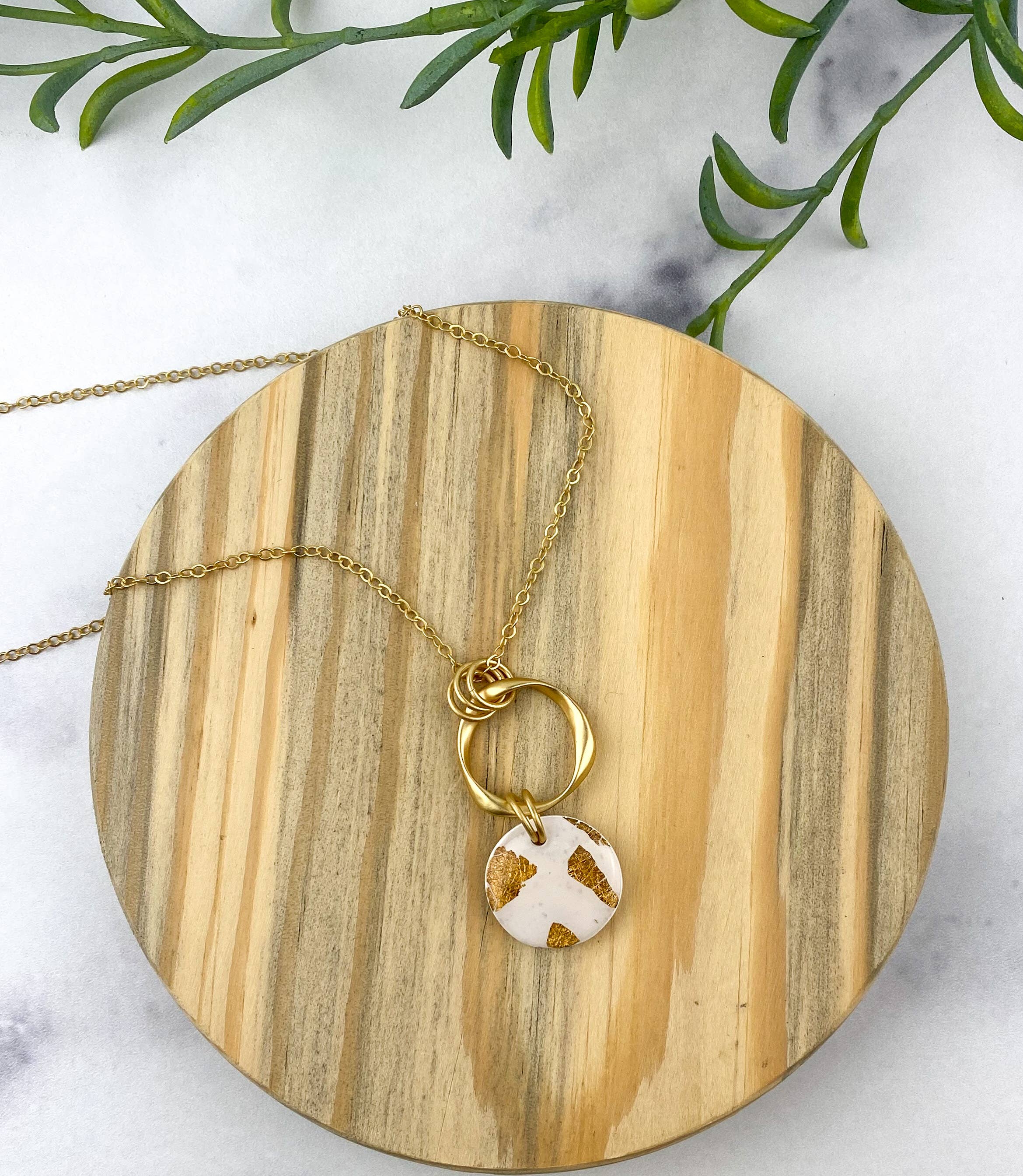 Light Shine - Wholesale Pendant/Charm Necklace - Maria Clay Necklace | White & Gold Statement Necklace1