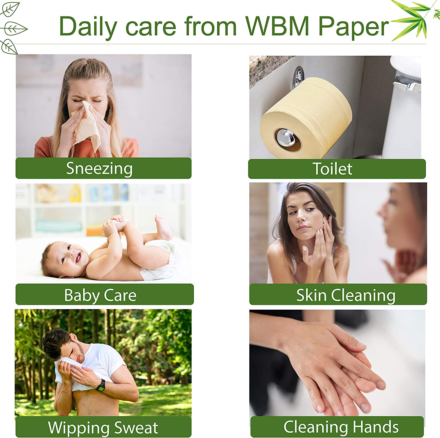 WBM LLC – wholesale Toilet paper – Bamboo Toilet Paper, 3 Ply, 20 Rolls6