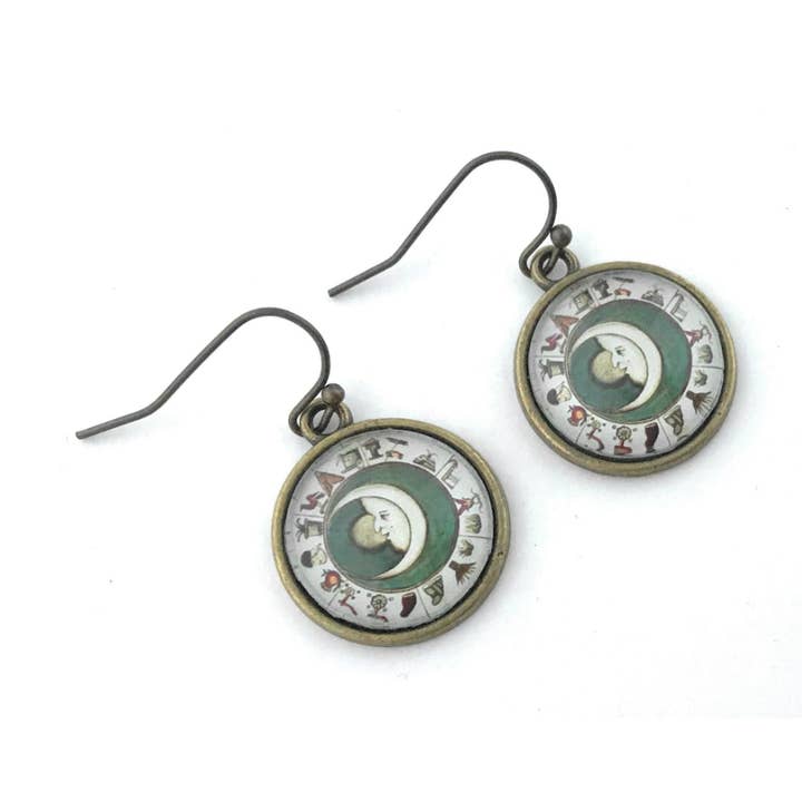 Alchemy Lunar Calendar Earrings for wholesale by Fern & Filigree