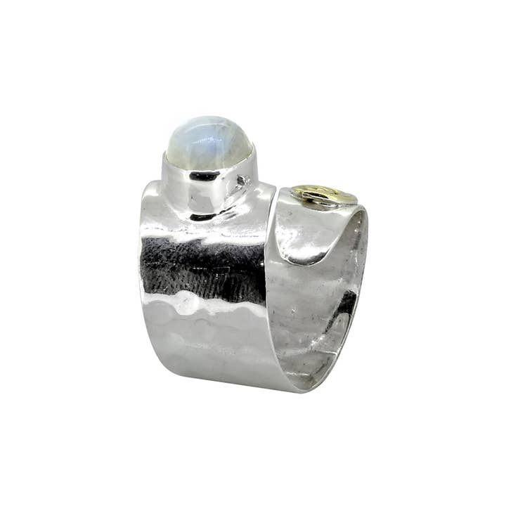 Tiramisu – Engroshandel Statementring – 925 Sterling Sølv Regnbue Månesten Justerbar Ring3