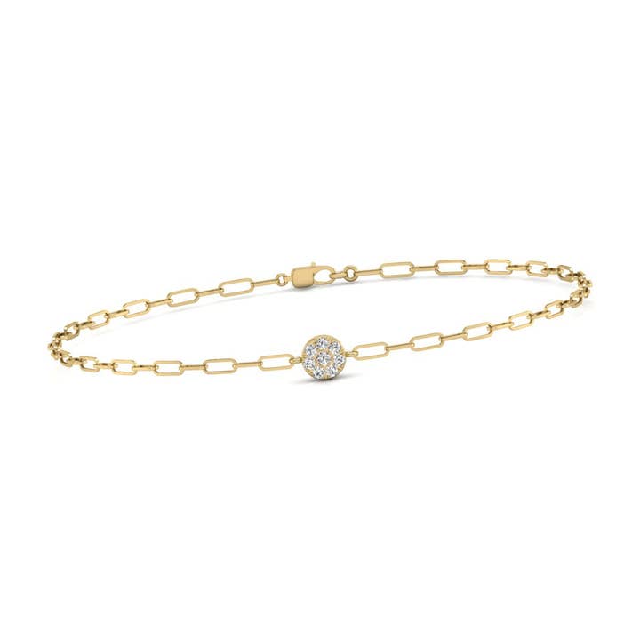 Diamond Pave Round Shape Link Bracelet in 14K Yellow Gold for wholesale by TimeLe$$ Classics