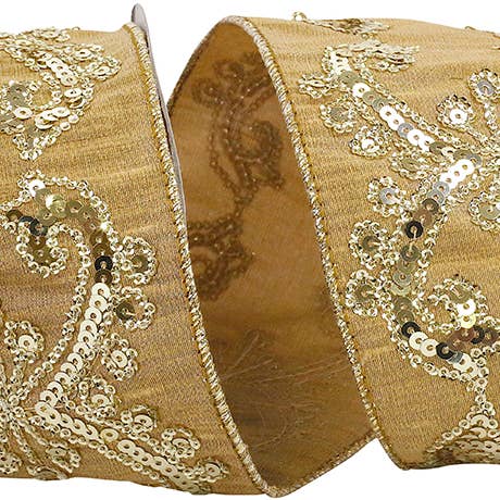Bord filaire à sequins de Dubaï, doré, 4 po, 5 mètres pour la vente par RELIANT RIBBON