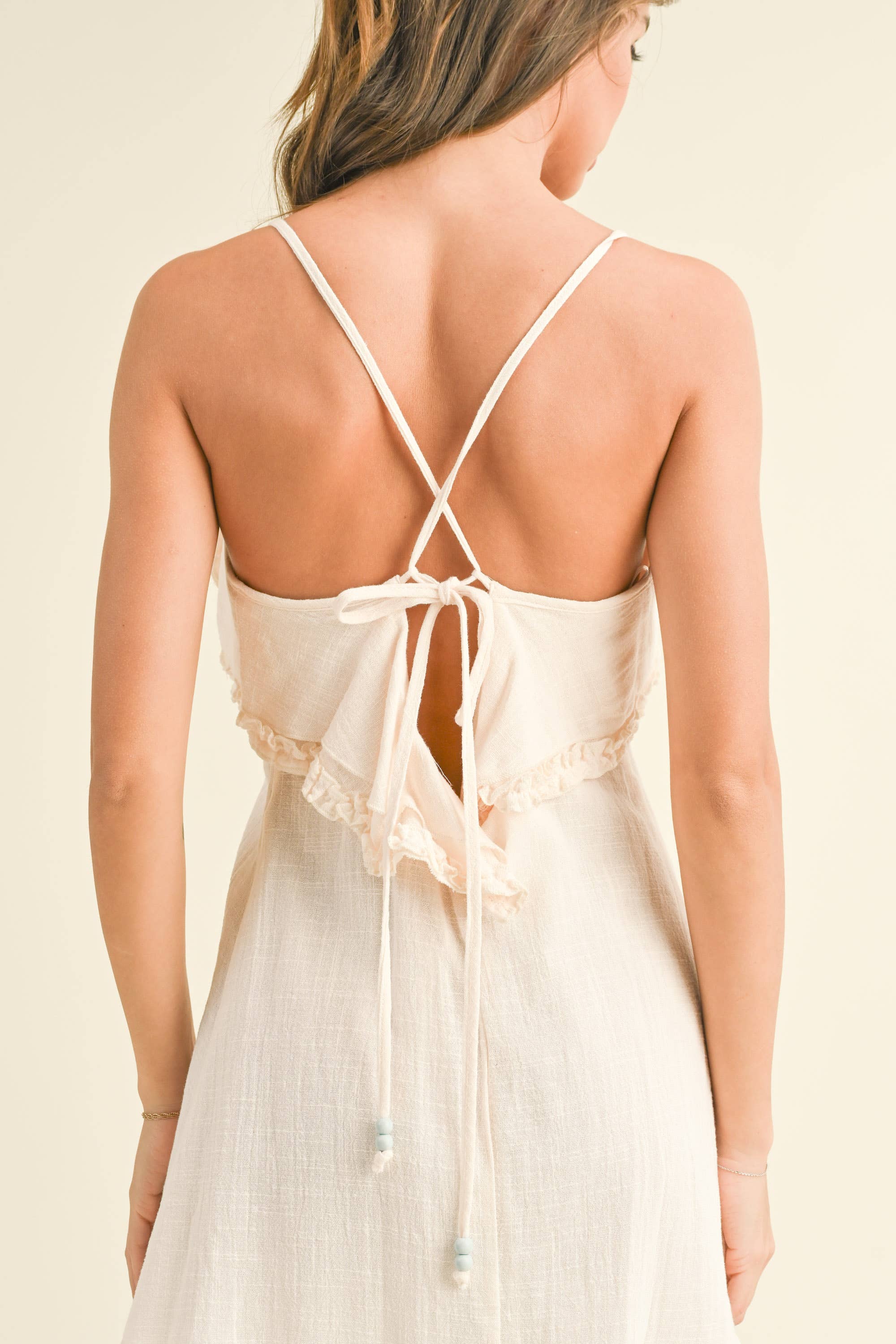 Klesis - Vente Robe – femme - ID6451 ROBE VOLANTÉE AVEC BRETELLES ET DOS CROISÉ19