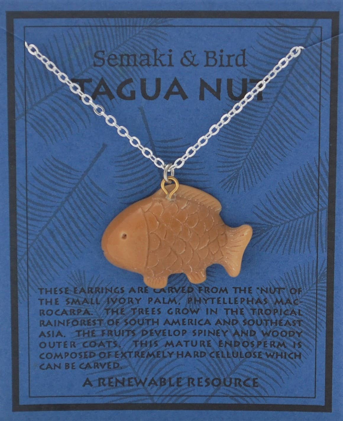 Semaki & Bird - Vente Colliers à pendentif - Collier de noix de Tagua Poisson0
