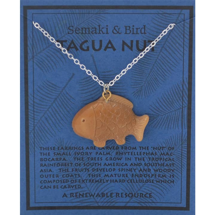 Semaki & Bird - Vente Colliers à pendentif - Collier de noix de Tagua Poisson