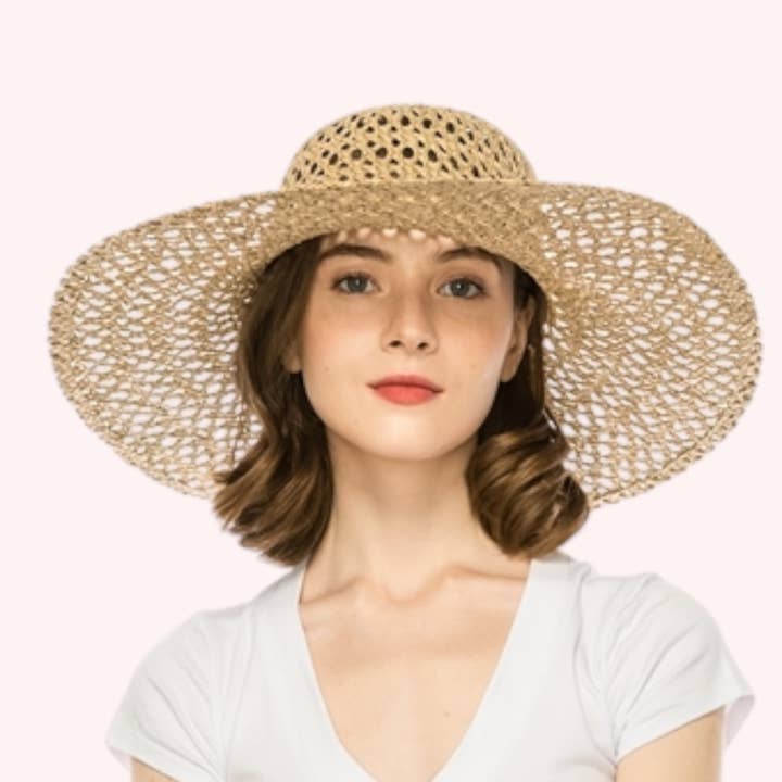 Natural Open Weave Seagrass Straw Hat – Handwoven for wholesale on Faire3