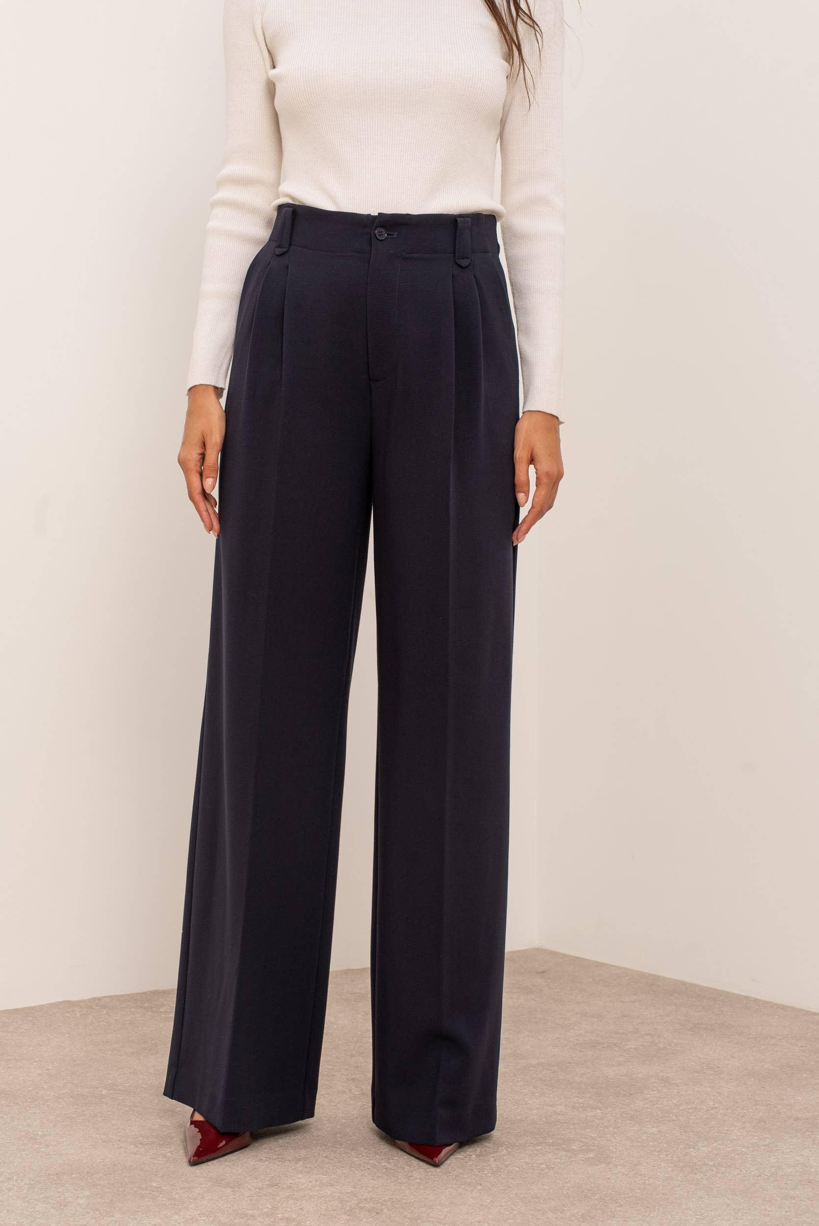 Attentif Paris - Vendita all'ingrosso Pantaloni eleganti - Donna - [Aura] Pantaloni ampi a vita alta con pinces6