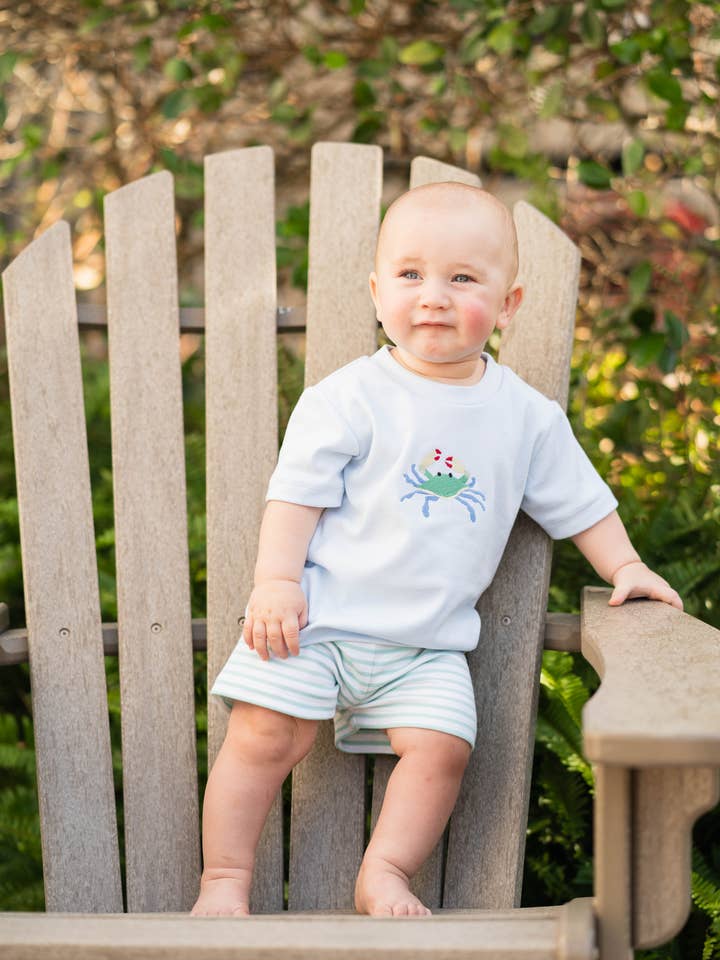 Mint Stripe Crab 2 Piece Short Set for wholesale on Faire