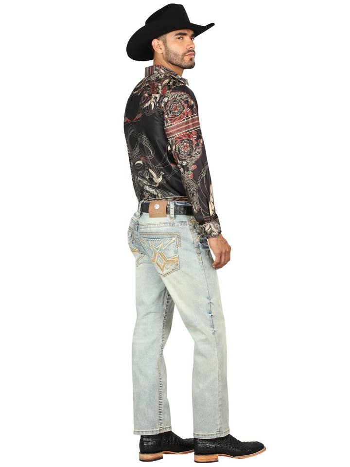 El General Western Wear - Vendita all'ingrosso Jeans - Uomo - Denim blu chiaro da uomo Centenario con dettagli ricamati 453172