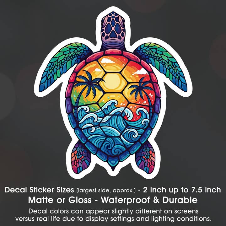 Sea Turtle Stylized Shell Beach Decal Sticker Waterproof for wholesale by Groovy Giftables
