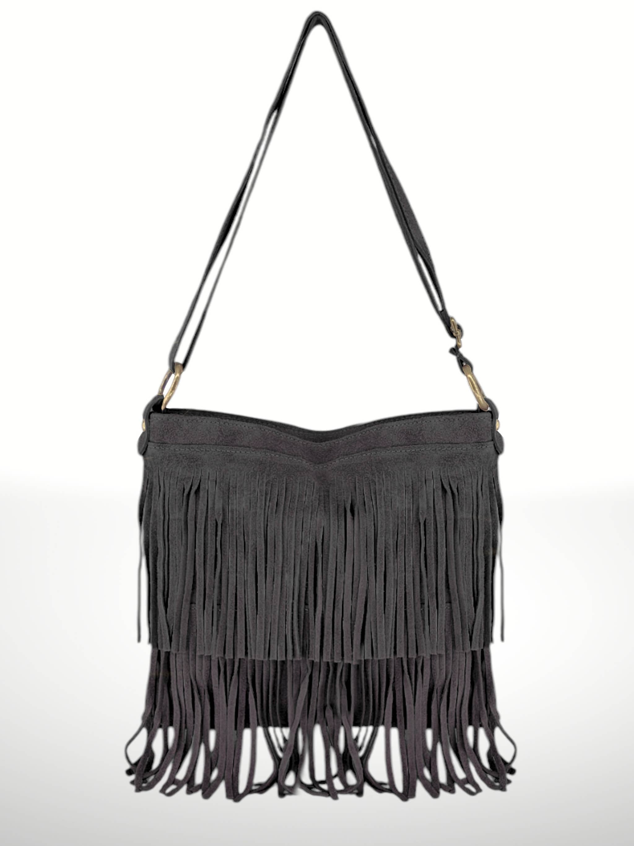 ITALIAN'S LEATHER - Wholesale Crossbodytas - Dames - Suède leren tas Cascade met franjes3