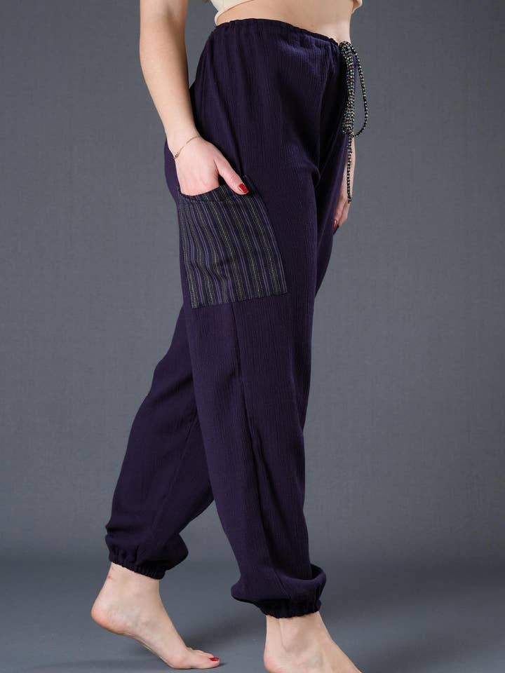 Shalwar bleu marine en coton pour la vente par Dosimira