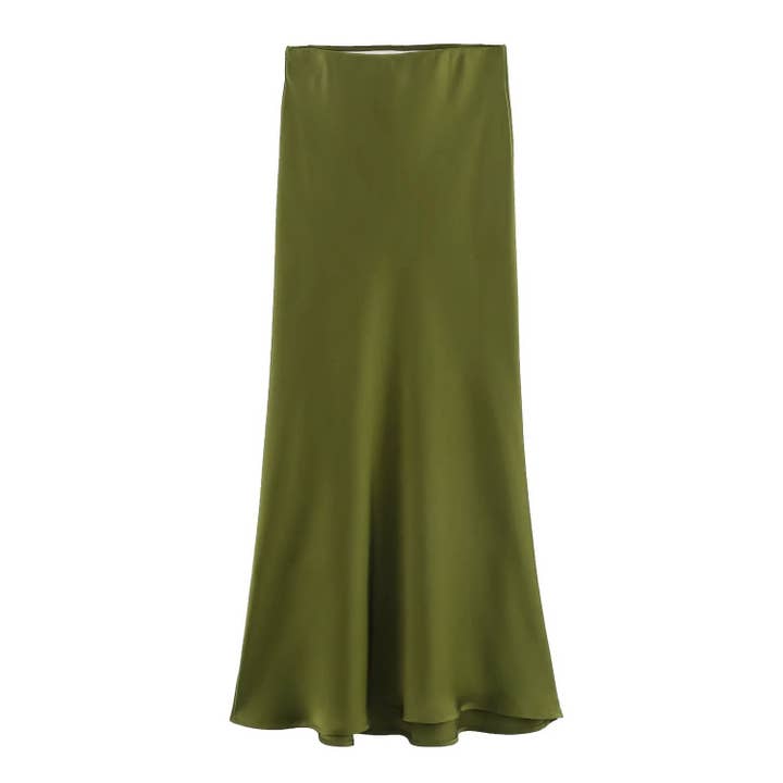 HIDDENBRAND - Wholesale Skirt - Women's - Office satin midi skirt 27 colors23