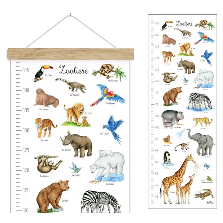 MESSLATTE ZOOTIERE WEIß 29,7 x 84 cm ungerahmt Tierposter für den Großhandel von fioniony®