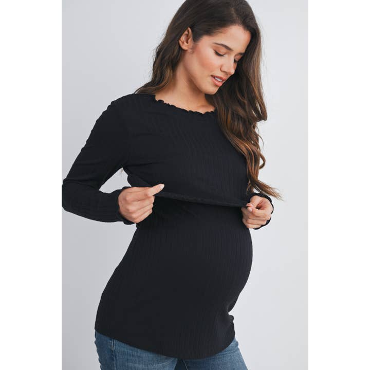 Hello Miz - Vendita all'ingrosso Maglia per allattamento - Maglia a Maniche Lunghe Premaman per Allattamento a Coste14