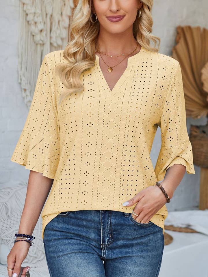 Solid Color Quarter Sleeved Loose T-shirt Casual Top for wholesale by Wholesalesir