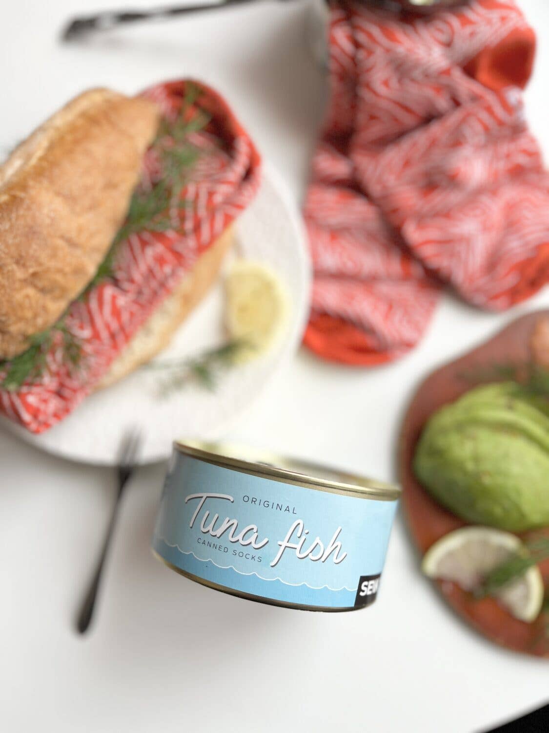 Red Tinned Fish Socks - Tuna (men size 40-46) for wholesale on Faire9