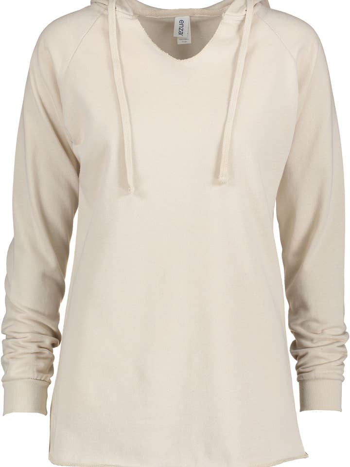 Mad Love Shop – Hoodie – Mulher por atacado – Capuz Polar Creme V-Notch Beach com Evergreen Tree4