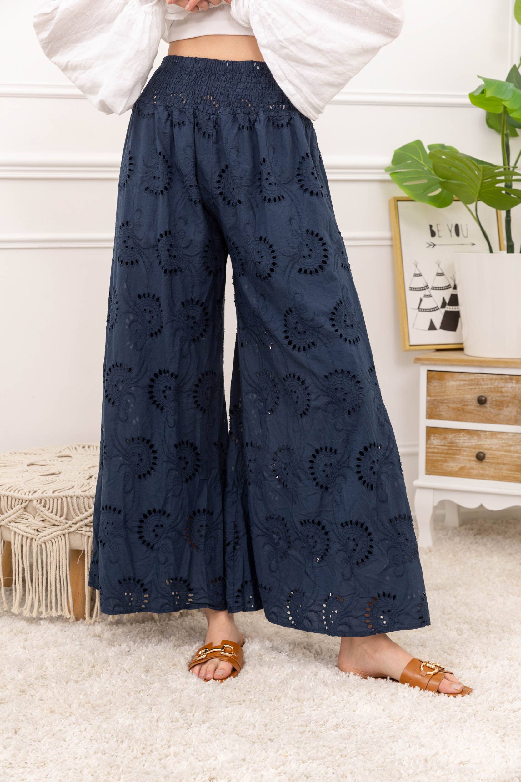 Happy look - Wholesale Pants - Women's - English embroidered wide legs pants 10