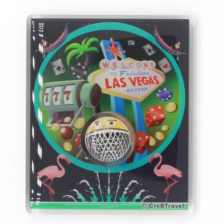Las Vegas Acrylic Interactive 3D Magnet with Rotating Sphere for wholesale by Cre8Travel