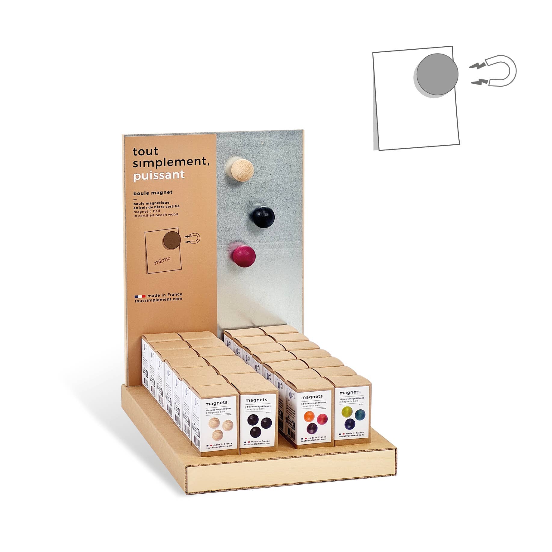 tout simplement – wholesale Magnet – Display full of 80 boxes of 3 magnetic balls